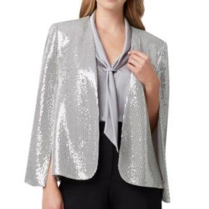 NWT Tahari ASL Women Metallic Sequined Cape Blazer